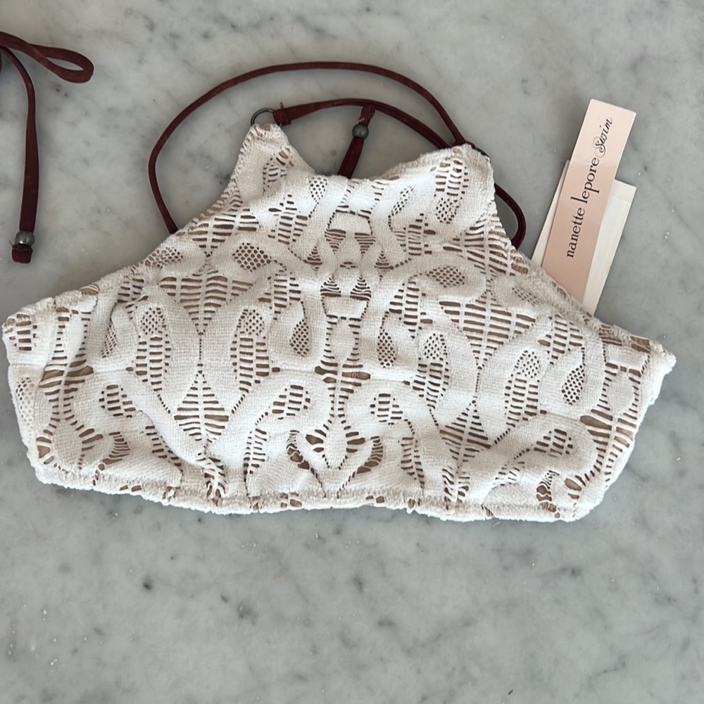 Nanette Lepore Coachella Valley crochet bikini top XS and bottom size small - Picture 2 of 8